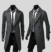 billiga Trenchcoat för män-Vinterkappa Rock Peacoat Trenchcoat Företag Ledigt Höst Vinter 95% polyester 5% bomull Ytterkläder Kläder Hakslag