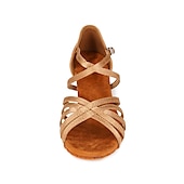 ieftine Pantofi Dans Copii-pantofi de dans latino din satin pentru fete cu toc jos și design cu curele încrucișate - perfecti pentru dansul de sală și salsa