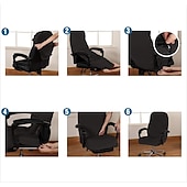 economico Rivestimento per sedia da ufficio-fodera per sedia da ufficio in velluto per computer sedia da gioco fodera per sedia elasticizzata nera tinta unita resistente lavabile per mobili