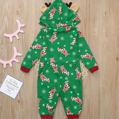 cheap Pajamas-Family Christmas Family Pajamas Pajamas Deer Sports Print Red Royal Blue Green Long Sleeve Mommy And Me Outfits Active Matching Outfits