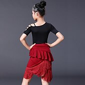economico Abbigliamento danza per bambini-Abbigliamento da ballo per bambini Gonne Nappa Traforato Colore Puro Da ragazza Prestazioni Addestramento Manica corta Elastene