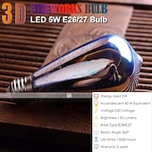 baratos Lâmpadas Filamento de LED-6 peças 3 peças 1 peça lâmpada 3d de fogos de artifício st64 lâmpada led 5w e27 e26 rgb fada estrela brilho decoração lâmpada festa lâmpada de vitral ac220v ac120v
