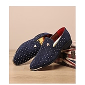 billiga Slip-ons och loafers till herrar-Herr Tofflor och Slip-Ons Finskor Plusstorlekar Drivskor Körande loafers Promenad Affär Klassisk Bröllop Dagligen Kontor &amp; Karriär Mocka Bär bevis Loafers Svart Blå Vår Höst