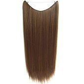 cheap Synthetic  Extensions-24inch 50grams 100grams Synthetic Hair Extension Gradual Color Brown Gray Blonde String Halo Hairpieces Extensions