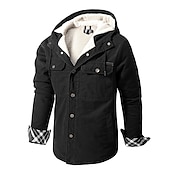 preiswerte Pufferjacken-Herren Hoodie Jacke Winter Draussen Warm Oberbekleidung Winterjacken Sherpa-Jacke Jagd Camping / Wandern / Höhlenforschung Reisen Schwarz Kaki Grau