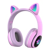 economico Cuffie on-ear e over-ear-Cuffie LED L400 Flash Con Orecchie di Gatto Carine Con Microfono Auricolare Bluetooth Over-Ear Cuffie Wireless per Gioco Musicale