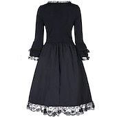 preiswerte Kleider-Gotische Lolita Cocktailkleid Vintage-Kleid Kurz Mini Kleid Steampunk Übergrössen Spitze Einfarbig A-Linie Kostüm Damen Fantasie Steampunk Karneval Maskerade Leistung Date Festival Teenager Erwachsene