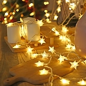 abordables Lumières de Noël-Guirlande lumineuse élégante pour réception de mariage, alimentée par piles AA, étoiles sphériques à LED, étanche, éclairage extérieur/intérieur, éclairage chaleureux pour la décoration du nouvel an