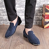 billiga Slip-ons och loafers till herrar-Herr Tofflor och Slip-Ons Finskor Plusstorlekar Drivskor Körande loafers Promenad Affär Klassisk Bröllop Dagligen Kontor &amp; Karriär Mocka Bär bevis Loafers Svart Blå Vår Höst