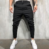 economico Chino-Per uomo Harém Pantaloni Pantaloni da jogger cascante Liscio Traspirante Leggero Lunghezza intera Informale Giornaliero Cotone Hip-hop Semplice ma elegante Verde militare Nero Media elasticità