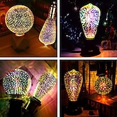 baratos Lâmpadas Filamento de LED-6 peças 3 peças 1 peça lâmpada 3d de fogos de artifício st64 lâmpada led 5w e27 e26 rgb fada estrela brilho decoração lâmpada festa lâmpada de vitral ac220v ac120v