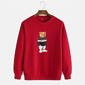 economico Felpe 3D da uomo-Per uomo Orso Stampa Stampe Grafiche Maglia Manica Lunga Felpa Girocollo Designer Casual Grande e Alto Casuale Sport &amp; Outdoor Inverno Primavera &amp; Autunno