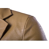 cheap Faux Leather Jackets-Men&#039;s Jacket Faux Leather Jacket Blazer Wedding Business Thermal Warm Rain Waterproof Pocket Fall Solid Color Business Elegant Turndown Regular Faux Leather Regular Fit Black White Red Khaki Jacket