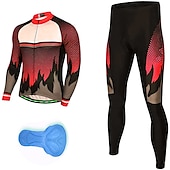 preiswerte Herrenbekleidungs-Sets-Herren Radtrikot mit Radhose lang fahrradbekleidung Langarm MTB Mountain Rennrad Rot Purpur Orange Punkt Fahhrad Sportkleidung 3D-Pad Atmungsaktiv Schnelltrocknend Tasche auf der Rückseite Polyester