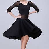 ieftine Ținute Dans Latin-Dans Latin Rochie Imprimeu Leopard Solid Despicare Pentru femei Antrenament Performanță Manșon Jumate Înalt Spandex