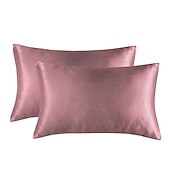cheap Sheets &amp; Pillowcase-Set of 2 Pcs Silk Satin Pillowcase for Hair and Skin Slip, Pillow Cases for Standard/Queen/King Size - Satin Cooling Pillow Covers with Envelope Closure Suit