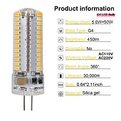 olcso Kéttűs LED-es izzók-10db 5w e14 g4 g9 bi pin led fekvő villanykörte 104leds smd 3014 500lm 50w halogén megfelelő otthoni világításhoz ac110v ac220v
