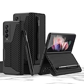 Недорогие Чехлы для Samsung-Чехол для телефона для Samsung Galaxy Z Fold 5 Z Fold 4 Z Fold 3 Z Fold 2 полный корпус чехол для карт пылезащитный двусторонний однотонный PU кожа
