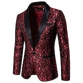 economico Blazer da uomo-Per uomo Giubbotto Giacca Strada Attività commerciale Tenere al caldo Traspirante Tasche Jacquard Autunno Inverno Floreale Streetwear Elegante Bavero a lancia Standard Cotone Standard Nero Bianco