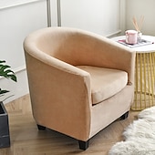 cheap Armchair Cover &amp; Armless Chair Cover-Velvet Club Chair Barrel Chair Slipcover Tub Chair Cover Couc Furniture Protector with Seat Cushion Cover Elastic Bottom Soft for Hotel Bar Counter Living Room