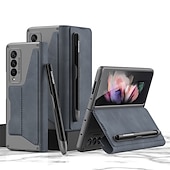 Недорогие Чехлы для Samsung-Чехол для телефона для Samsung Galaxy Z Fold 5 Z Fold 4 Z Fold 3 Z Fold 2 полный корпус чехол для карт пылезащитный двусторонний однотонный PU кожа