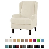 abordables Cubierta de sillón y silla sin brazo-Funda de sillón con respaldo alto, funda de sillón elástica, funda de sofá con funda de cojín en T, color liso, burdeos, rojo, suave y duradera