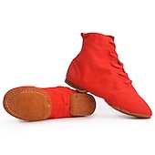 preiswerte Jazztanzschuhe-Damen-Jazztanzstiefel aus Segeltuch mit Schnürung – leichte Knöchelschuhe mit geteilter Sohle für Training, Auftritt und Bühneneinsatz