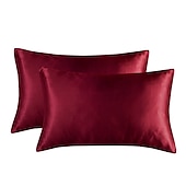 cheap Sheets &amp; Pillowcase-Set of 2 Pcs Silk Satin Pillowcase for Hair and Skin Slip, Pillow Cases for Standard/Queen/King Size - Satin Cooling Pillow Covers with Envelope Closure Suit