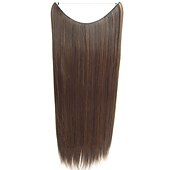 cheap Synthetic  Extensions-24inch 50grams 100grams Synthetic Hair Extension Gradual Color Brown Gray Blonde String Halo Hairpieces Extensions