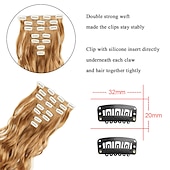 abordables Clip dans les extensions-7 pièces/ensemble 22 postiches ondulés bouclés 16 clips dans de faux cheveux de style clip synthétique dans les extensions de cheveux résistant à la chaleur pour les femmes filles