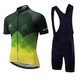 preiswerte Herrenbekleidungs-Sets-Miloto Herren Radtrikot mit Radhose kurz Trägern fahrradbekleidung set Kurzarm MTB Mountain Rennrad Weiß Schwarz Grün Farbverlauf Schottenstoff Kariert Fahhrad Sportkleidung 3D-Pad Atmungsaktiv