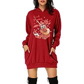 olcso Vicces karácsonyi pulóverek és pulóverek-Karácsony Mikulás Ruhák Kapucnis felsőrész Pullover Klasszikus Alap Kawaii Kompatibilitás Női Felnőttek Karácsony Újév 3D nyomtatás Hétköznapi