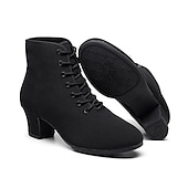baratos Botas de dança-Mulheres Botas de Dança Espetáculo Festa Ensaio / Prática Botas de Calcanhar Ao ar livre Parte inferior inteira Cadarço Salto Grosso Ponta Redonda Adulto Preto