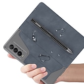 Недорогие Чехлы для Samsung-Чехол для телефона для Samsung Galaxy Z Fold 5 Z Fold 4 Z Fold 3 Z Fold 2 полный корпус чехол для карт пылезащитный двусторонний однотонный PU кожа