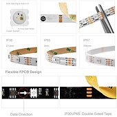 cheap WiFi&amp;Music Control-Addressable Dream color RGBIC WiFi Bluetooth LED Light Strip 5~10m 16.4~32.8ft Waterproof 5050SMD Work with Alexa Google Assistant