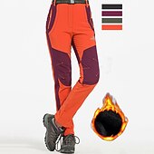 abordables Fondos-pantalones forrados de vellón para mujer pantalones impermeables para caminar pantalones pantalones softshell patchwork invierno al aire libre a prueba de viento cálidos y transpirables fondos ligeros verde militar naranja caza pesca acampar esquiar