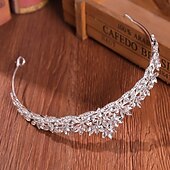 voordelige Tiara&#039;s en Kroon-Kroon Tiara&#039;s Haarbanden Hoofddoek Strass Legering Bruiloft Partij  Avond Retro Zoet Met Kristal  Strass Split Joint Hoofddeksel Hoofdbedekking jurk om indruk te maken