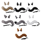 abordables Accessoires de coiffure-Ensemble de cosplay anime pour filles loups kawaii oreilles de renard pinces à cheveux coiffure queue en peluche pour fête de carnaval