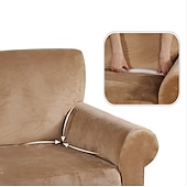 abordables Funda de sofá-Funda de sofá elástica de terciopelo elástico, para sofá seccional, sillón, sofá de dos plazas, burdeos, rojo, 4 o 3 plazas, en forma de L, color liso, suave y duradera