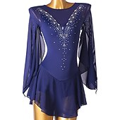 ieftine Rochii de patinaj artistic-Rochie de Patinaj Artistic Pentru femei Fete Πατινάζ στο πάγο Rochii Ținute Alb Bleumarin Albastru celest Peteci Plasă Spandex Înaltă Elasticitate Antrenament Profesional Competiție Ținută Patinaj