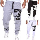 cheap Sweatpants-Men&#039;s Active Sweatpants Joggers Trousers Print Letter Full Length Weekend Basic Loose Fit Black White Micro-elastic