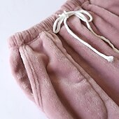 preiswerte Damen Schlafoberteile und -unterteile-Damen Pyjamahose Pjs reine Farbe schlichter Plüsch Komfort Zuhause Alltagsbett Fleece Geschenk lange Hose elastische Taille Herbst Winter Home Outfits