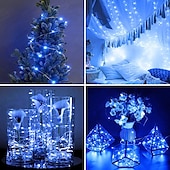 baratos Alimentado por Pilha-100 unidades de luzes de natal de fadas operadas por bateria de 7 pés 20 led à prova d &#039;água mini luzes de corda do firefly com fio de prata flexível para peças centrais de casamento pote de pedreiro