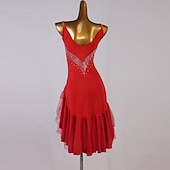 abordables Tenues de danse latine-Danse latine Robe Cristaux / Stras Femme Utilisation Sans Manches Spandex