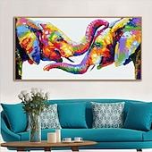 ieftine Picturi cu Animale-pictură în ulei realizată manual pictată manual artă de perete mintura modernă abstractă elefant animale imagine decor decor pânză rulată fără cadru neîntins