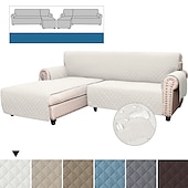 cheap Sofa Cover-Quilted Sofa Slipcover L Shape Sofa Cover Sectional Couch Cover Chaise Lounge Slip Cover Reversible Sofa Cover Furniture Protector Cover for Pets Kids Children Dog Cat