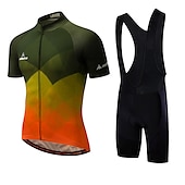 preiswerte Herrenbekleidungs-Sets-Miloto Herren Radtrikot mit Radhose kurz Trägern fahrradbekleidung set Kurzarm MTB Mountain Rennrad Weiß Schwarz Grün Farbverlauf Schottenstoff Kariert Fahhrad Sportkleidung 3D-Pad Atmungsaktiv
