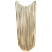 cheap Synthetic  Extensions-24inch 50grams 100grams Synthetic Hair Extension Gradual Color Brown Gray Blonde String Halo Hairpieces Extensions