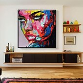 economico Ritratti-pittura a olio 100% fatto a mano dipinto a mano arte della parete su tela bellezza donne viso colorato ritratto astratto moderno decorazione della casa arredamento tela arrotolata senza cornice non