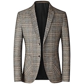 cheap Men&#039;s Trench Coat-Men&#039;s Winter Coat Wool Coat Overcoat Short Coat Blazer Formal Daily Wear Fall Winter Terylene Thermal Warm Outdoor Outerwear Clothing Apparel Fashion Modern Contemporary Plaid Pocket Turndown Single